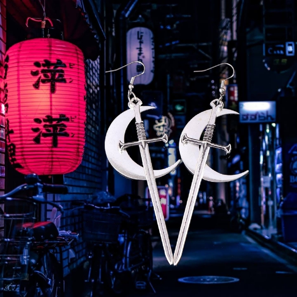 Protect the Moonlight Earrings | Moon Sword Warrior Combat Anime Manga Otaku